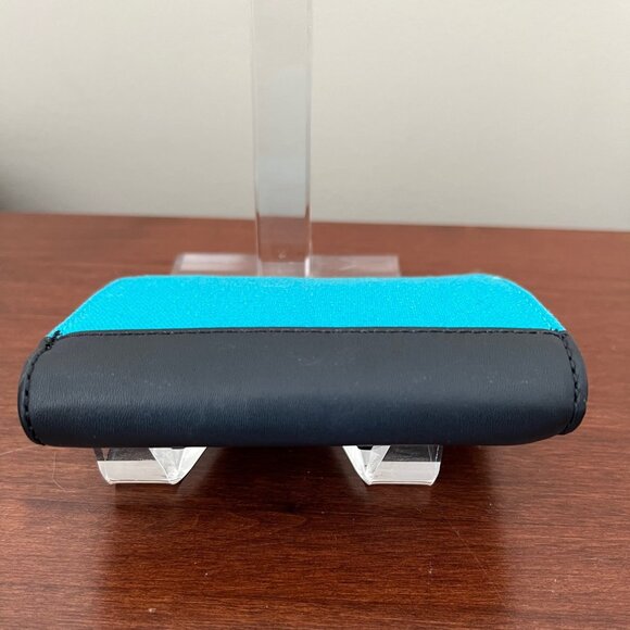 COACH Bleecker canvas half zip wallet EUC turquoise navy blue 74655 card case - Picture 3 of 8